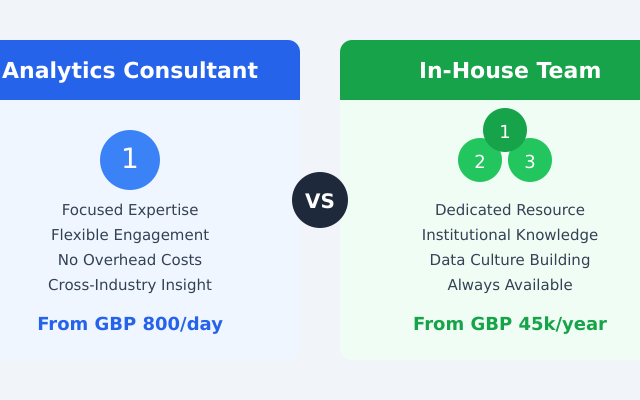 Hiring an analytics consultant vs building in-house team - cost comparison