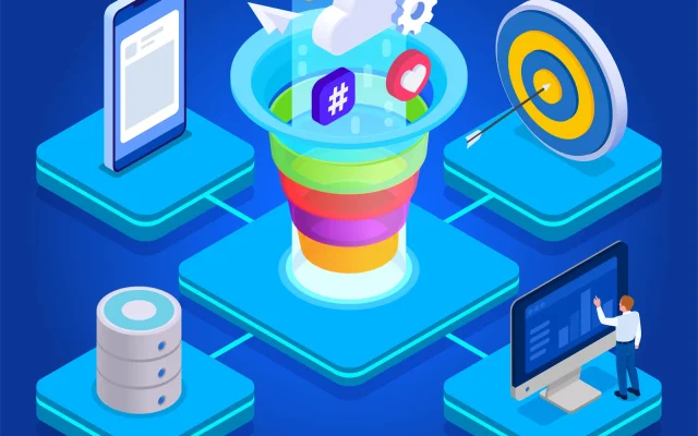 Ai data isometric blue