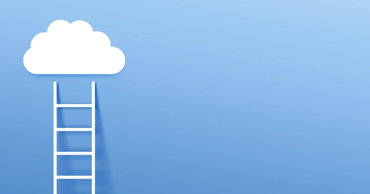 Cloud ladder concept blue
