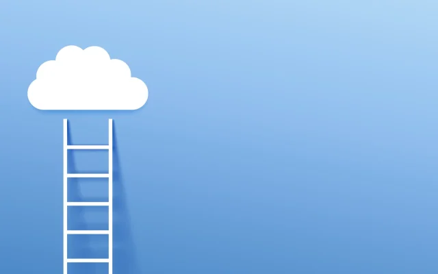Cloud ladder concept blue